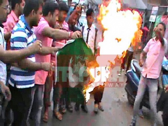 Karimaganj students burnt Pakistan flags, condemn Islamic Jihadi movements Karimaganj students burnt Pakistan flags, condemn Islamic Jihadi movements